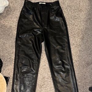 Aberceombie ankle straight ultra high rise leather pants